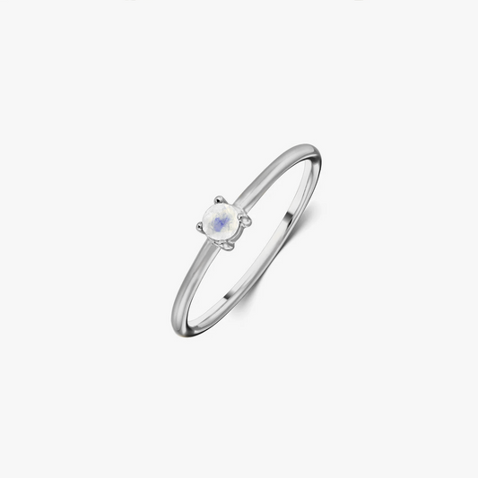 Anello in argento Birthstone giugno - Pietra di Luna - Indira
