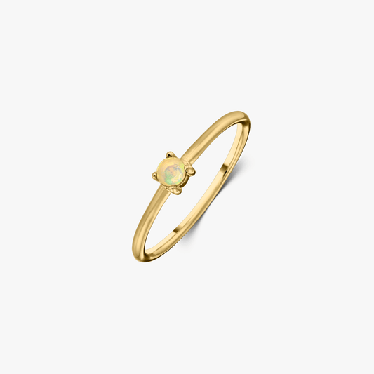 Anello in argento Birthstone Golden October - Opale - Indira