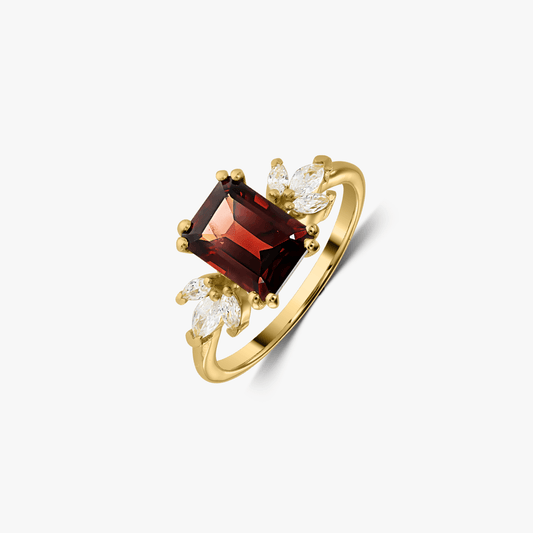 Anello in argento Golden Faerie - Granato - Indira