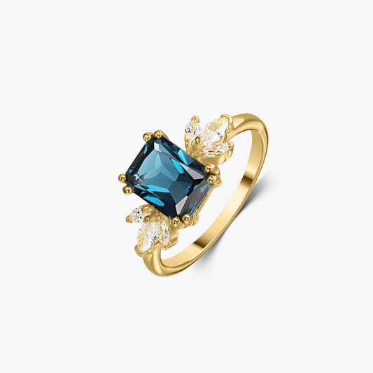 Anello in argento Golden Faerie - Topaz Blue London - Indira