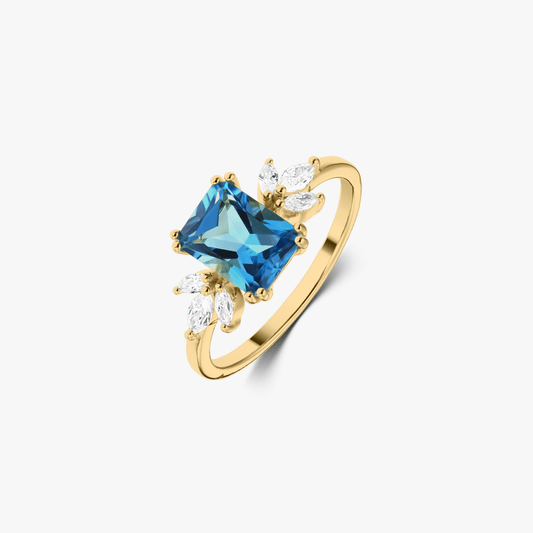 Anello in argento Golden Faerie - Topazio Blu - Indira