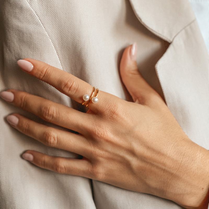 Anello in argento Golden Genesis - Perle naturali - Indira