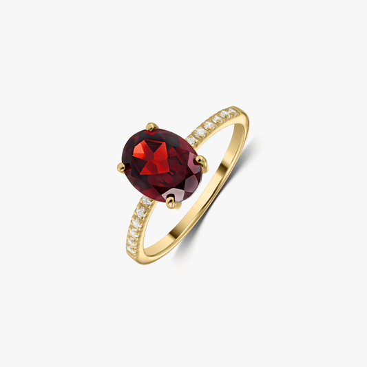 Anello in argento Golden Reina - Granato - Indira