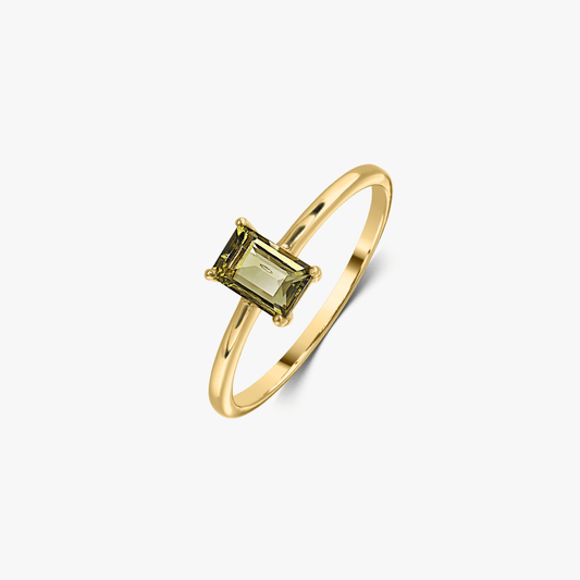 Anello in argento Golden Tessa - Moldavit - Indira