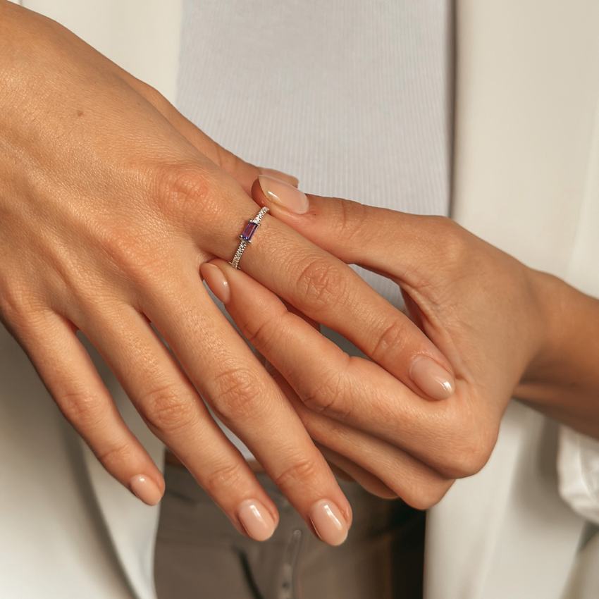 Anello in argento Precious - Ametista - Indira