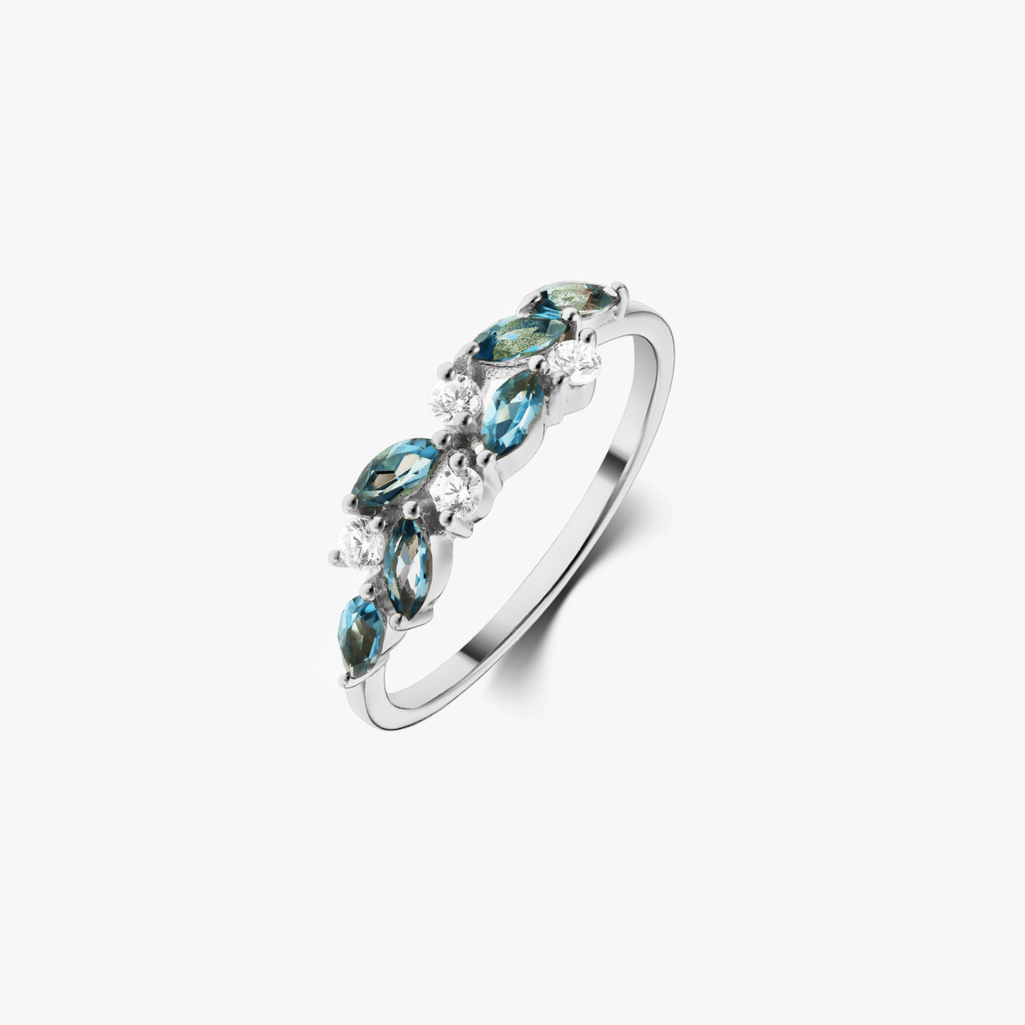 Anello in argento Verdure - Topazio Blu London - Indira