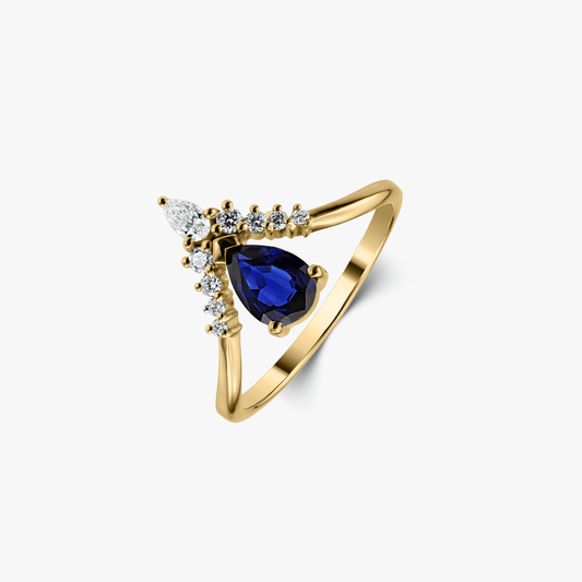 Anello in Oro Love Story - Zaffiro & Diamanti - Indira