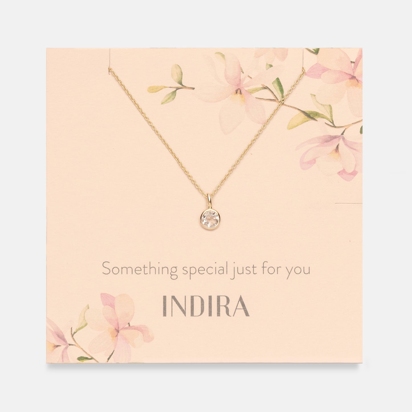 Collana in argento Birthstone Golden April - Topazio Bianco - Indira