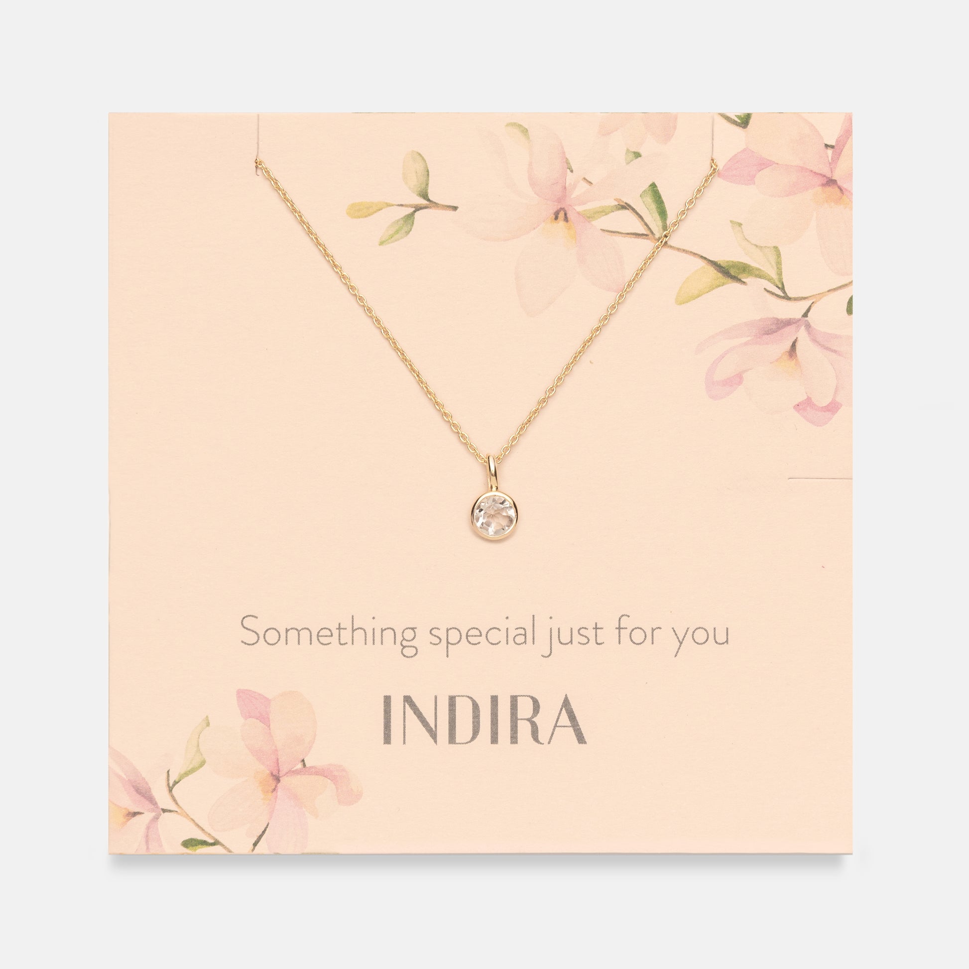 Collana in argento Birthstone Golden April - Topazio Bianco - Indira