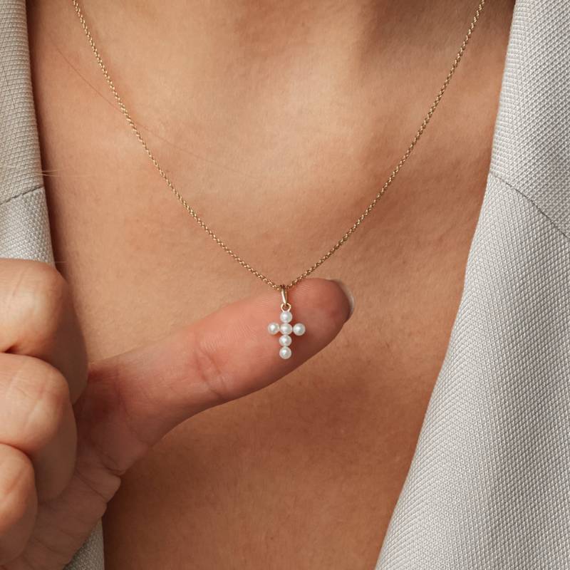 Ciondolo in oro Pearl Cross - Perle Naturali - Indira