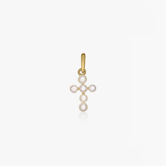Pendente in oro Pearl Cross - Perle Naturali - Indira
