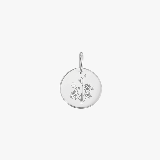 Ciondolo in oro bianco Birth Flower - Settembre Aster - Indira