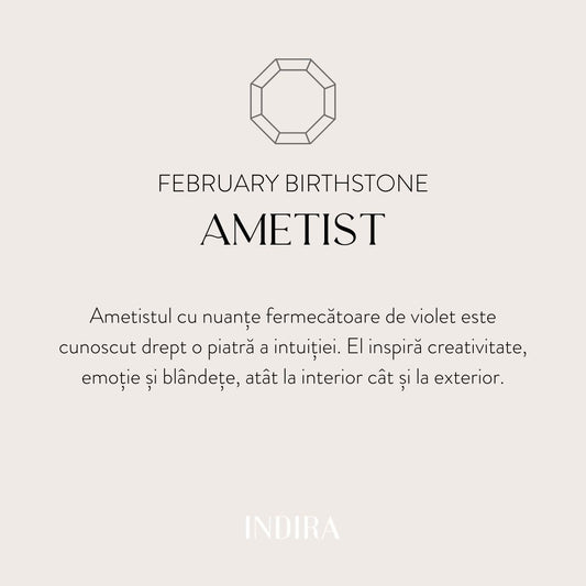 Bracciale in filo d'argento Birthstone Golden February - Ametista - Indira
