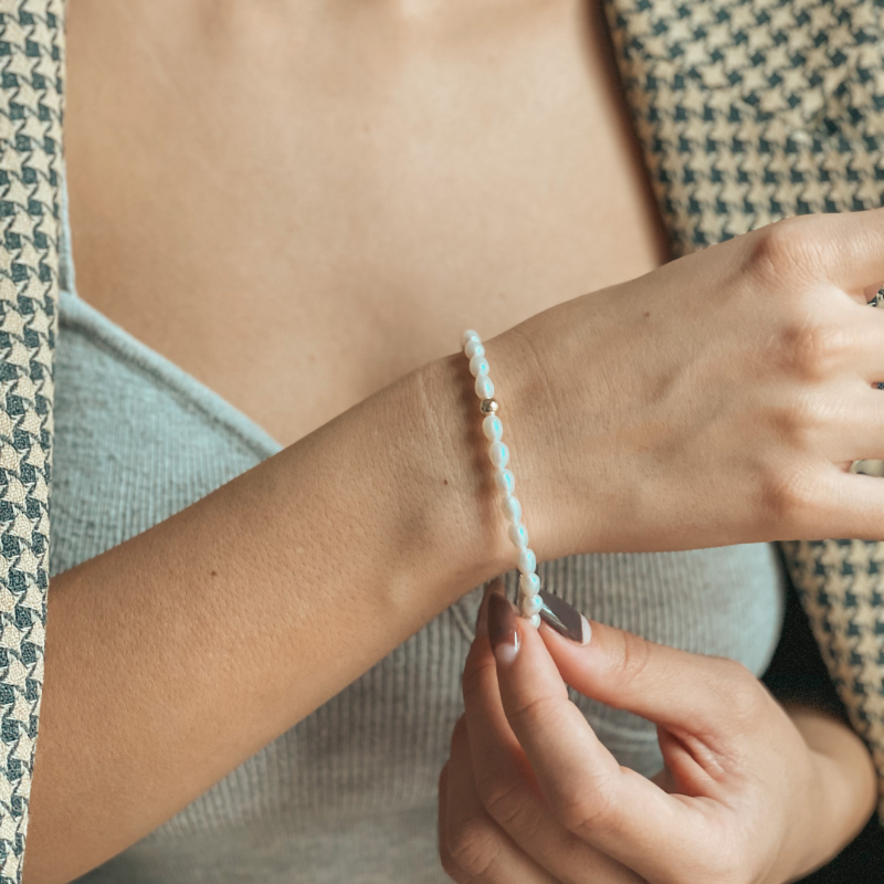 Bracciale in oro Glamour - Perle Naturali - Indira