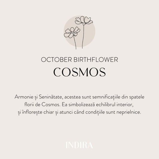 Bracciale con cordino in oro bianco Birth Flower - Ottobre Cosmos - Indira