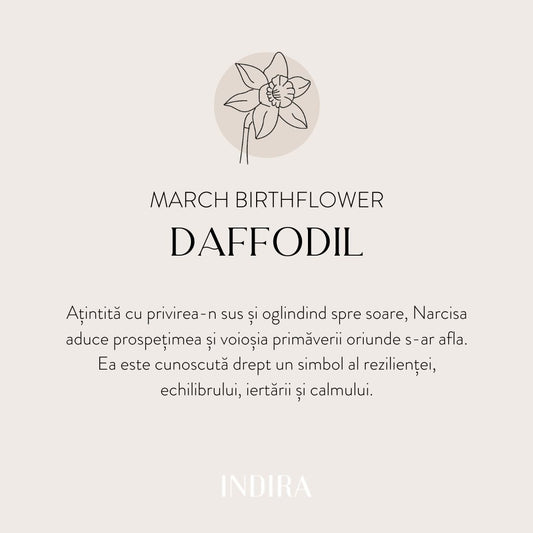 Pendente in oro bianco Fiore di Nascita - March Daffodil - Indira