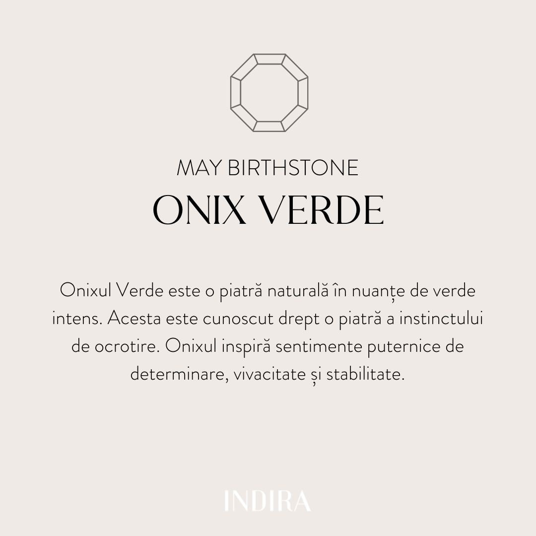 Bracciale cordoncino in argento Birthstone Golden May - Onice Verde - Indira