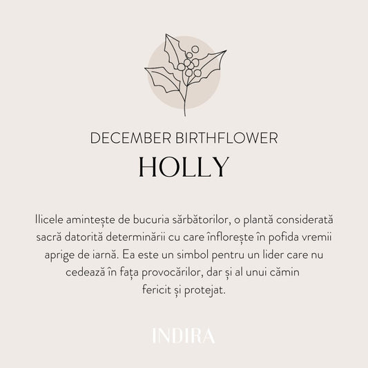 Pendente in oro Fiore del Mese - Agrifoglio di Dicembre - Indira