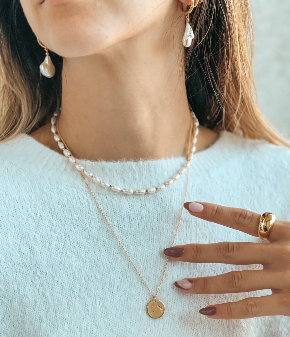 Collana in argento Chérie Golden - Perle naturali - Indira