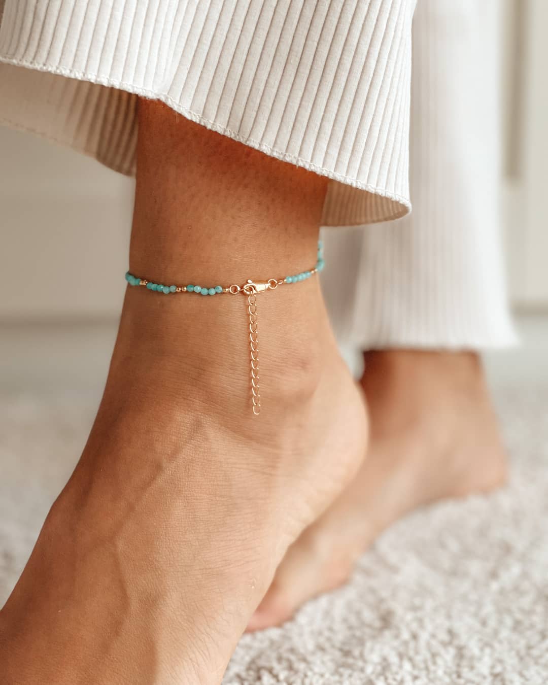 Cavigliera in argento Golden SummerScape - Amazonite - Indira