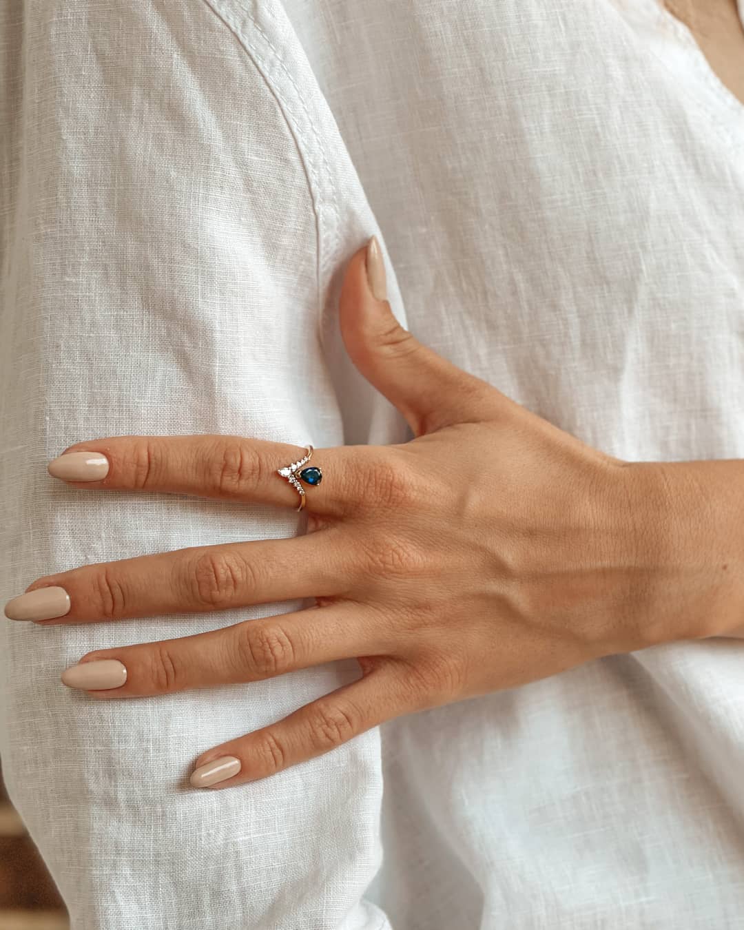 Anello in Oro Love Story - Zaffiro & Diamanti - Indira