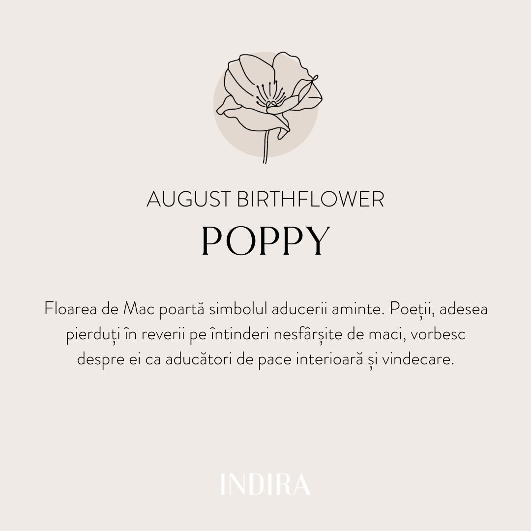 Pendente in oro bianco Birth Flower - Agosto Poppy - Indira