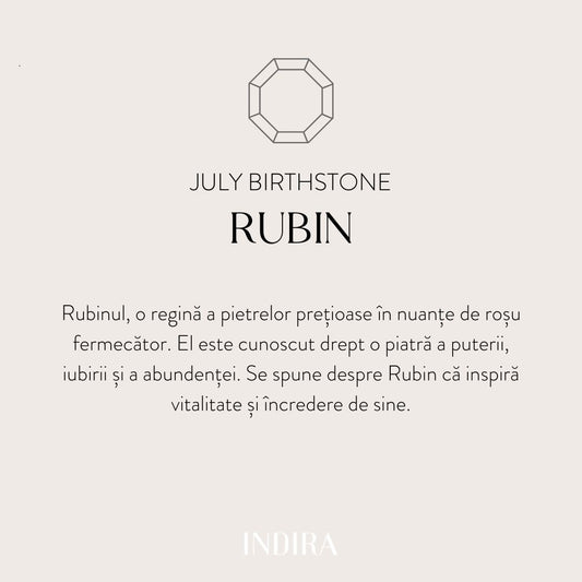 Bracciale in corda d'argento Birthstone Silver Luglio - Rubino - Indira