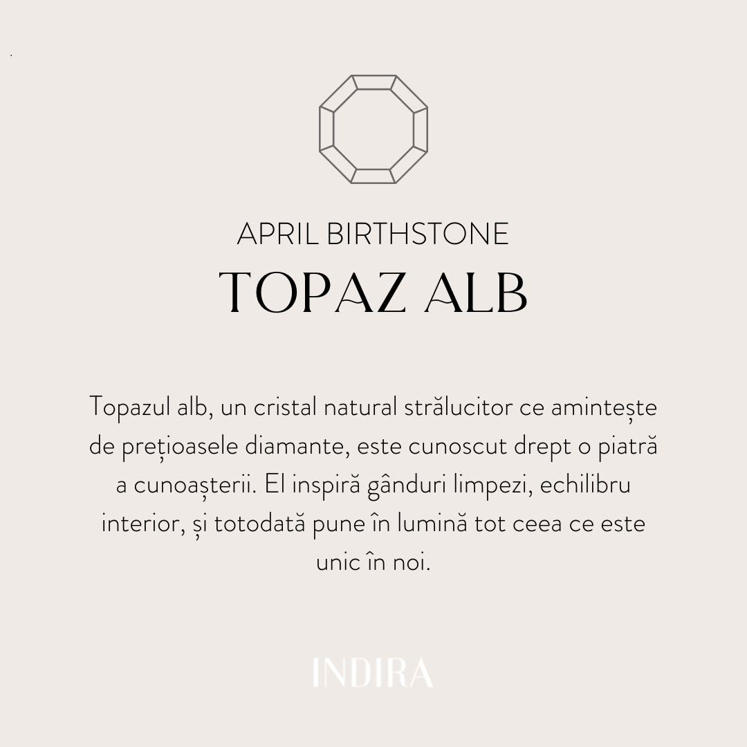 Collana in argento Birthstone Golden April - Topazio Bianco - Indira